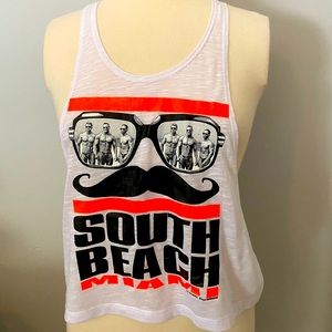 White South Beach Racerback Tank Sz S